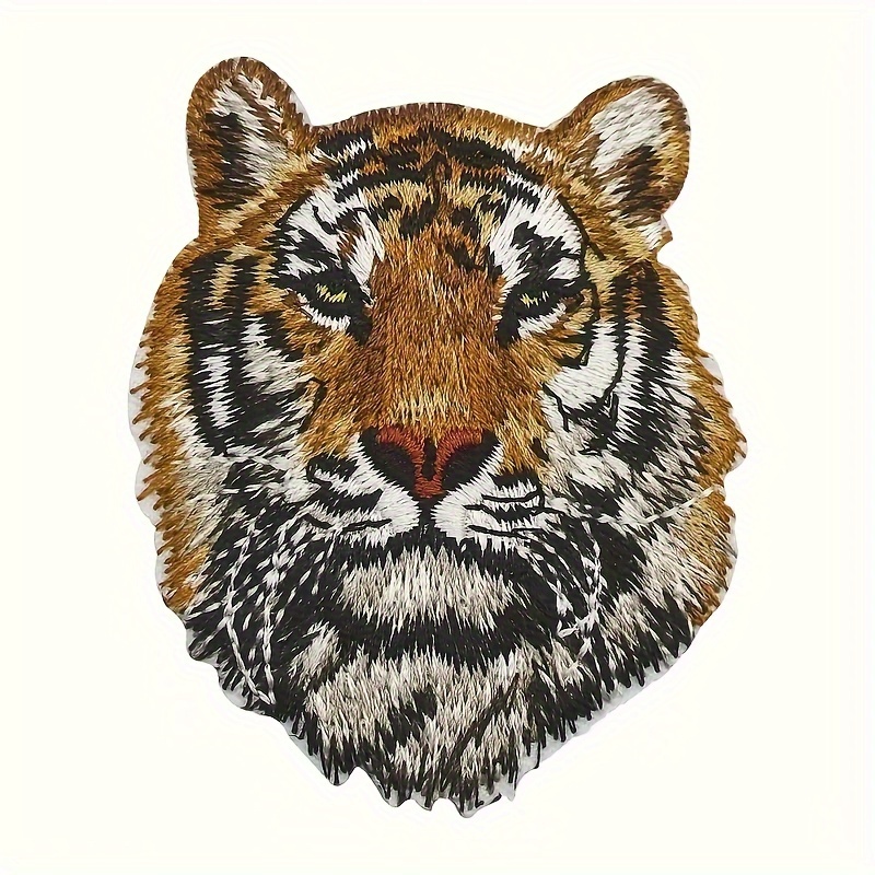 

1pc Tiger Head Embroidered Cloth Patch, Can Be Sewn Or Ironed, Diy Decorative For Hat, Backpack, Clothes And More, Sewing Decorative Supplies & Accessories
