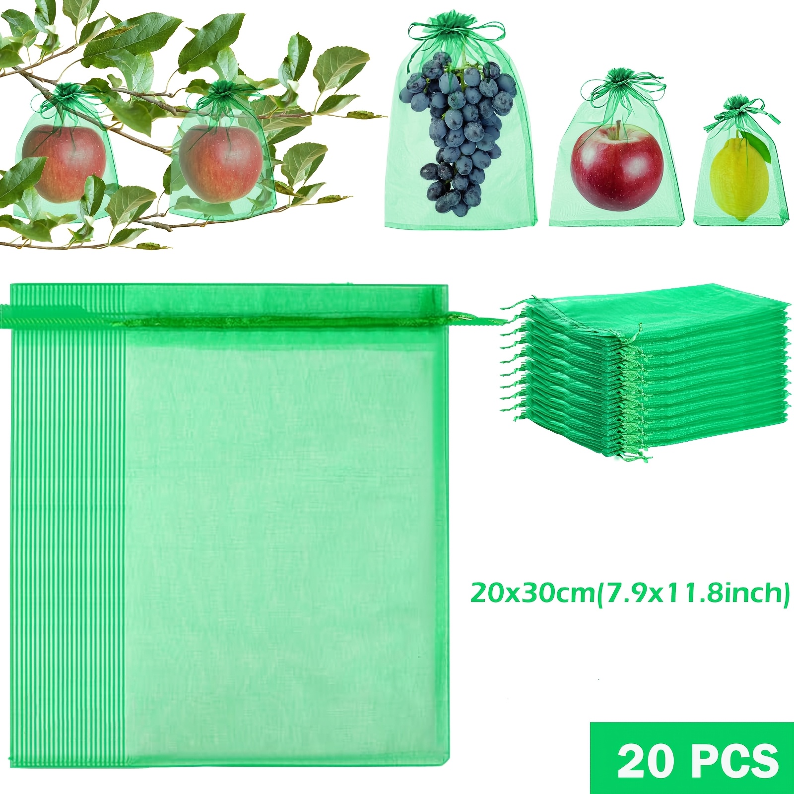 Protection Net Bags With Drawstring, Mesh Barrier Organza For Trees, Plants, Flowers, And Vegetables
