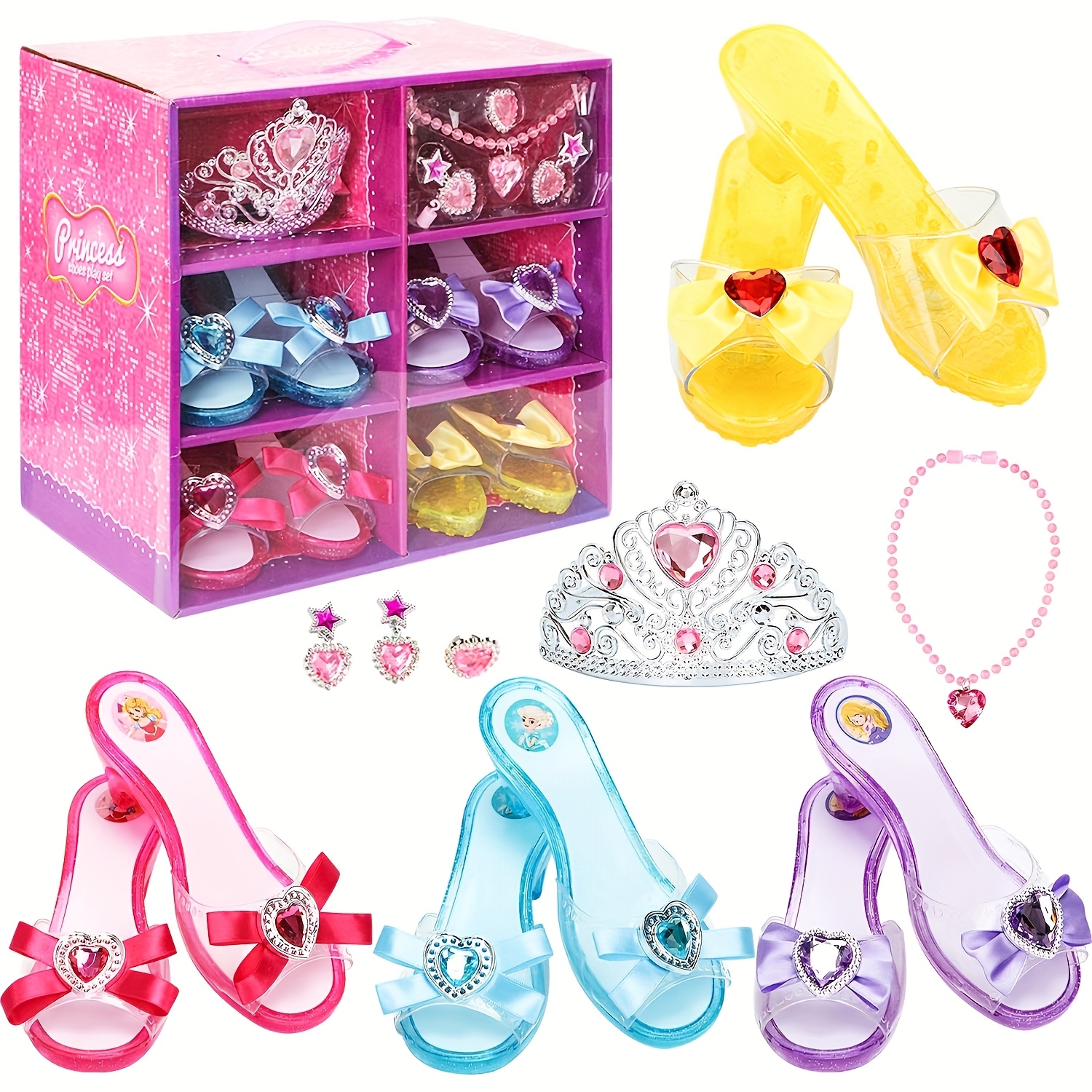 disney princess dress up shoes set Amazon.com: Mastom Girls Play Set! Princess Dress Up Shoes and Tiara (3  Pairs of Shoes + 1 Tiara) Role Play Collection Fashion Princess Shoe for  Little Girls : Toys & Games