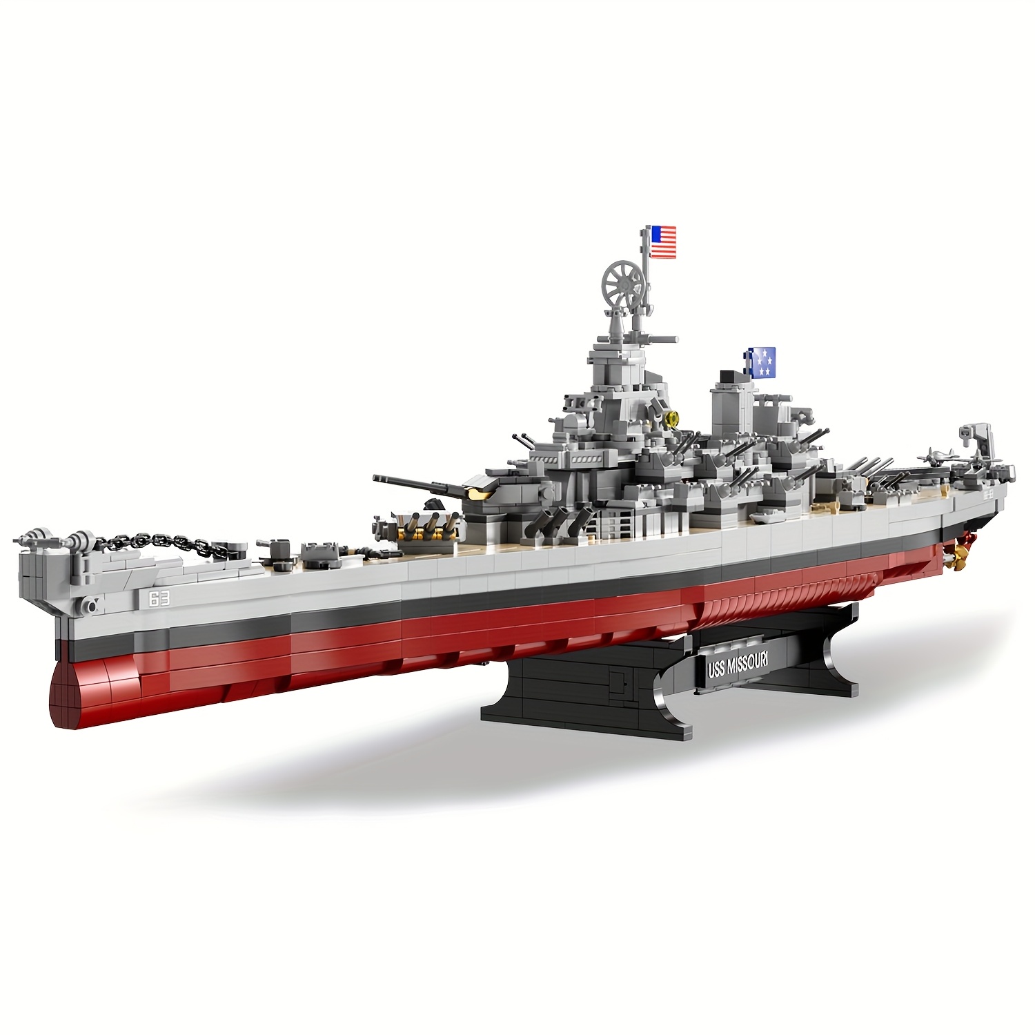 E-shop 2228-teiliges USS Missouri Baustein-Set, großes Kriegsschiff-Modell USS Missouri Baustein-Set, Kriegsschiff-Sammlerstücke für Erwachsene,