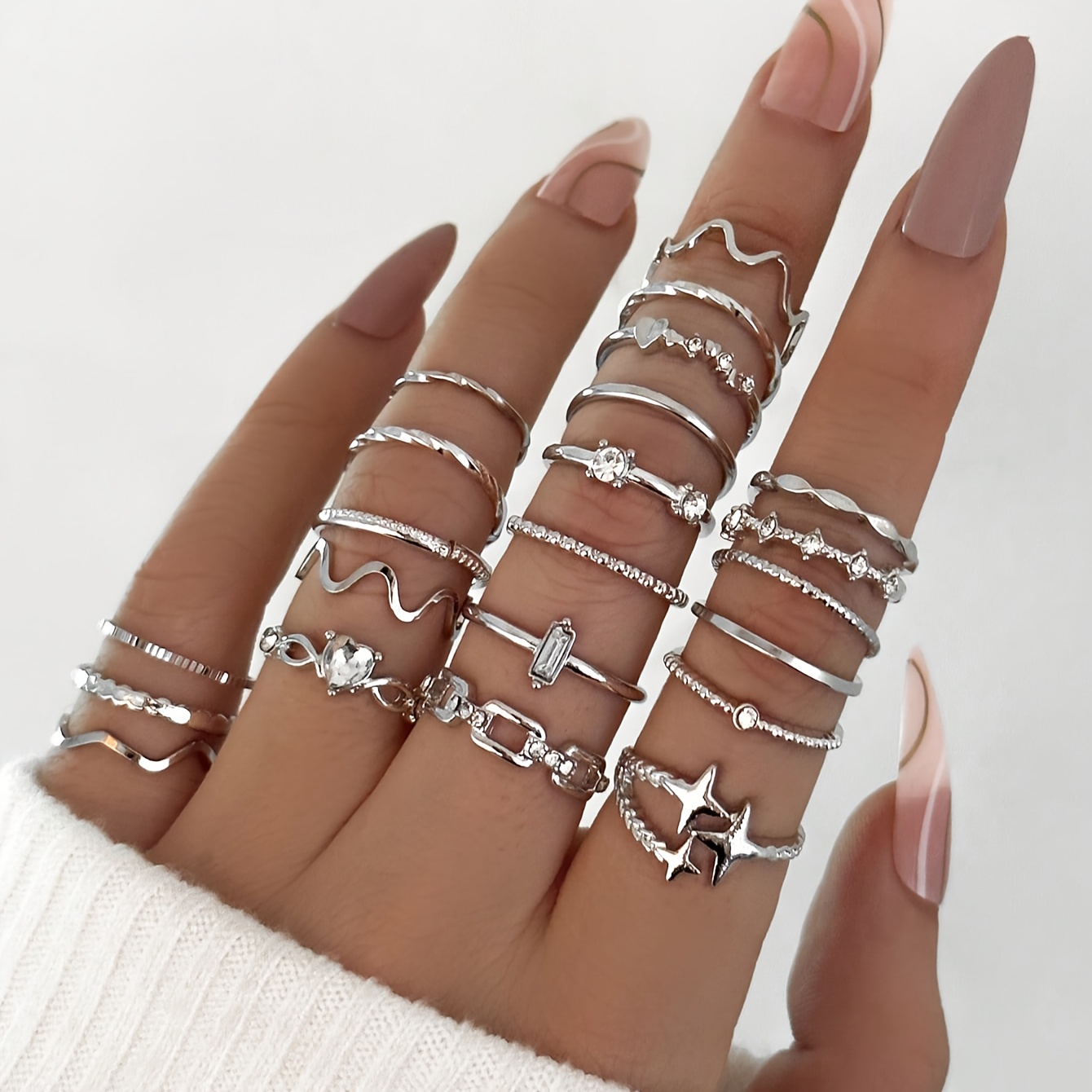 22 piezas de juego de anillos Boho Chic de y geométricos Joyería  minimalista de aleación para mujeres para regalos de San