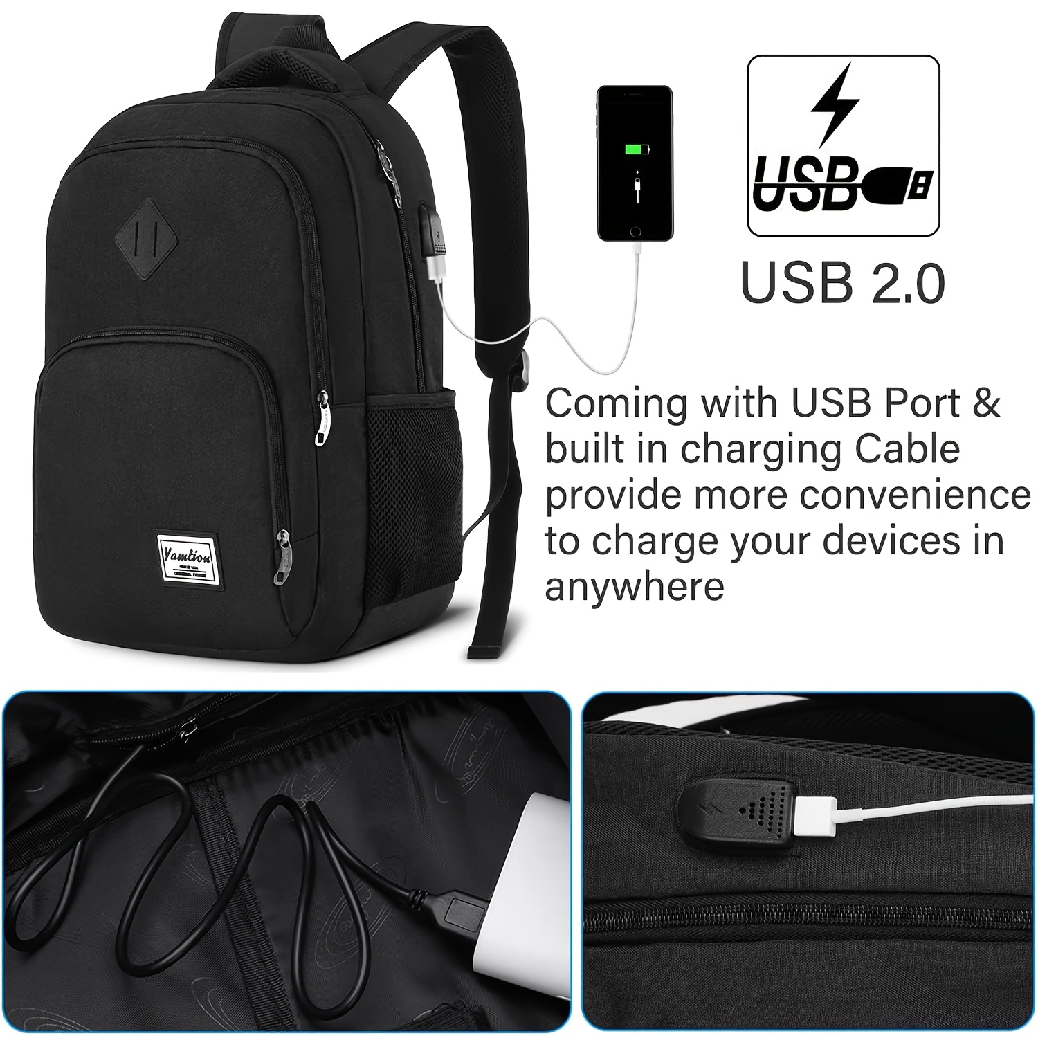 15 6 inch laptop backpack usb charging port men women school - Temu