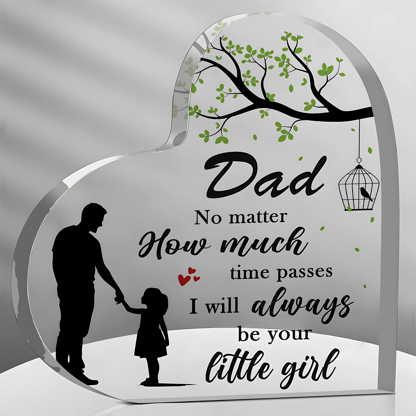 

Dad Gift - 3.9" Heart-shaped Acrylic Plaque From Daughter, Father's Day, Birthday & Christmas