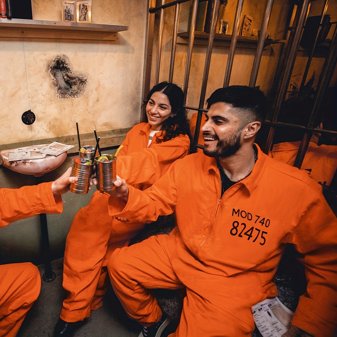 Adult Costume Orange Prison Suit Costume Funky Style Adult Orange - Main Image