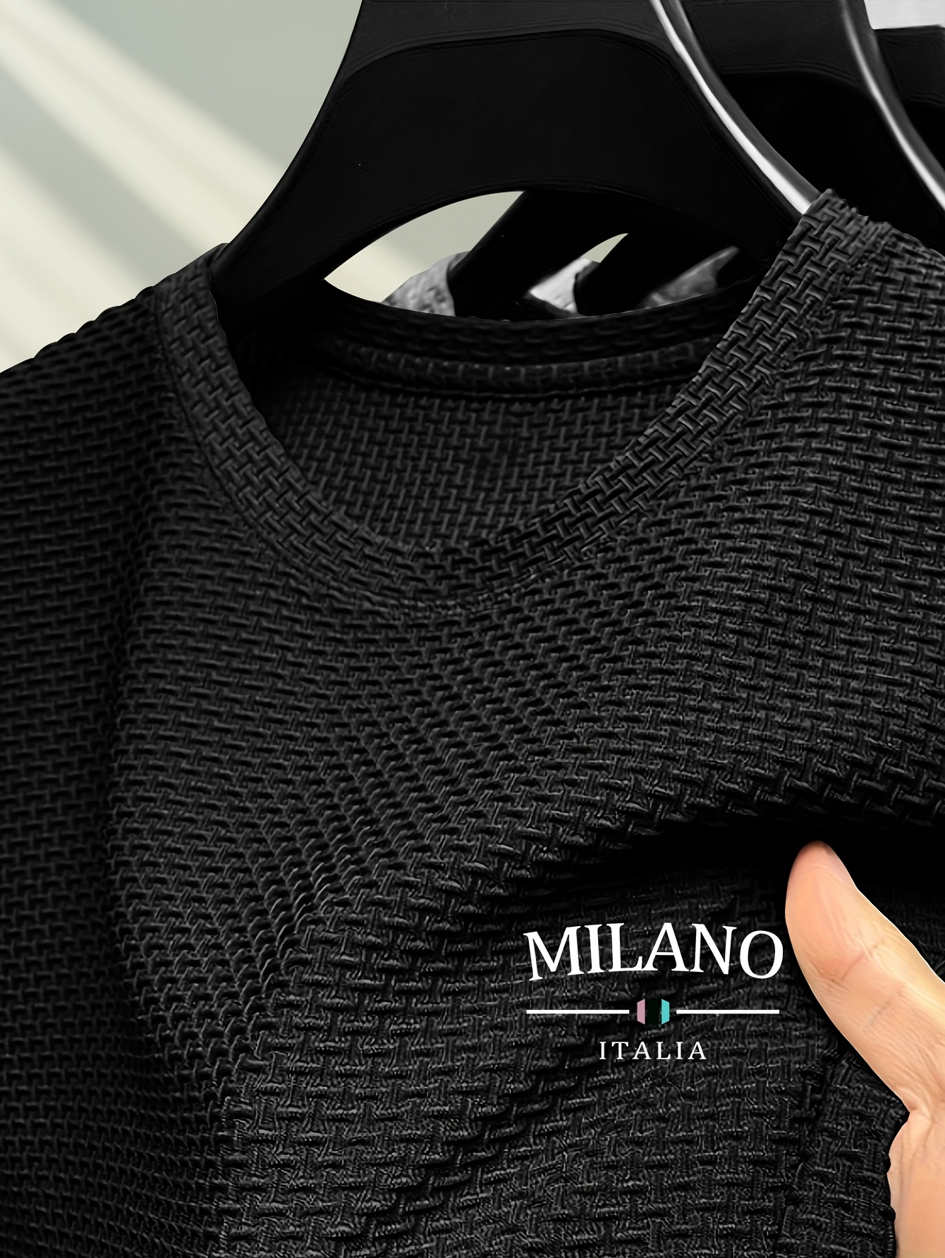 Men's Milan Print Short Sleeve Crew Neck T-Shirt, Breathable Nylon Blend, Comfortable Casual Top for Summer Outdoor Activities & Tennis Training