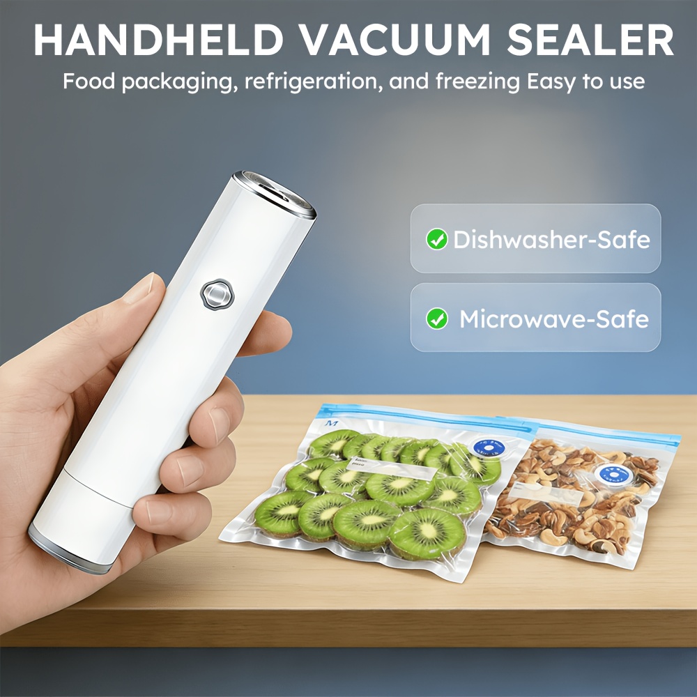 TEMU Portable Electric Vacuum Sealer, Electric Air Pump Vacuum Sealer With 12pcs Storage Bags, Ideal For Home Use, Camping, And Travel For Vacuum Sealing And Preservation (sealed Bag Alone)