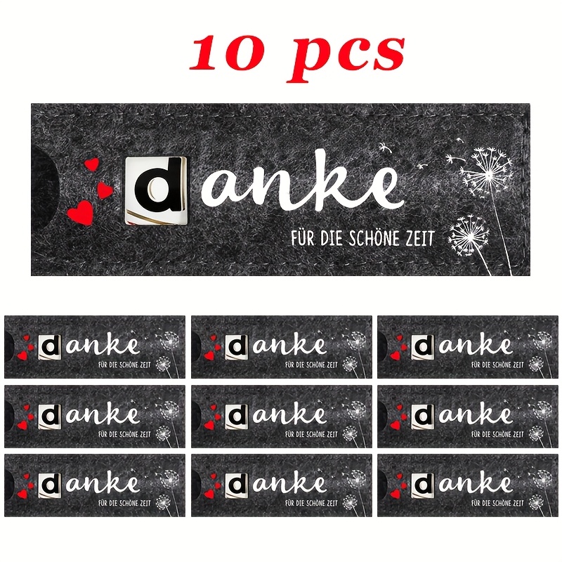 E-shop 5/10 Filz Geschenktüten, Deutsche "Danke FÜR DIE SCHÖNE ZEIT" Schokoladenstück-Form Filz Geschenktüten, Geeignet für kleine Dankesgeschenke für