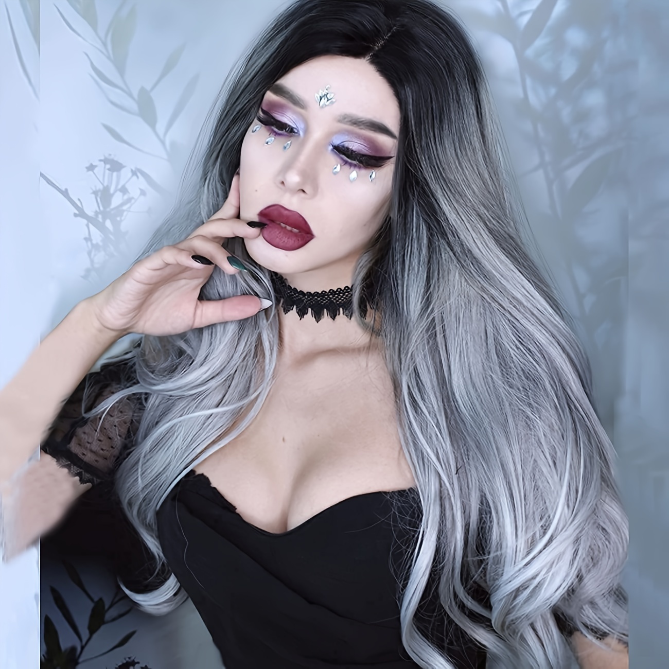 silve grey ombre lace front wigs hairline long - Temu