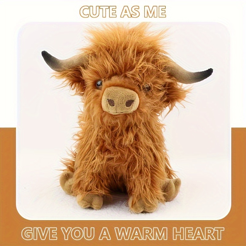 

Plush Highland Cow Stuffed Animal - Realistic Long-haired Bull Toy, Perfect Gift For Thanksgiving, Easter, Christmas & Valentine's Day, Ages 0-3