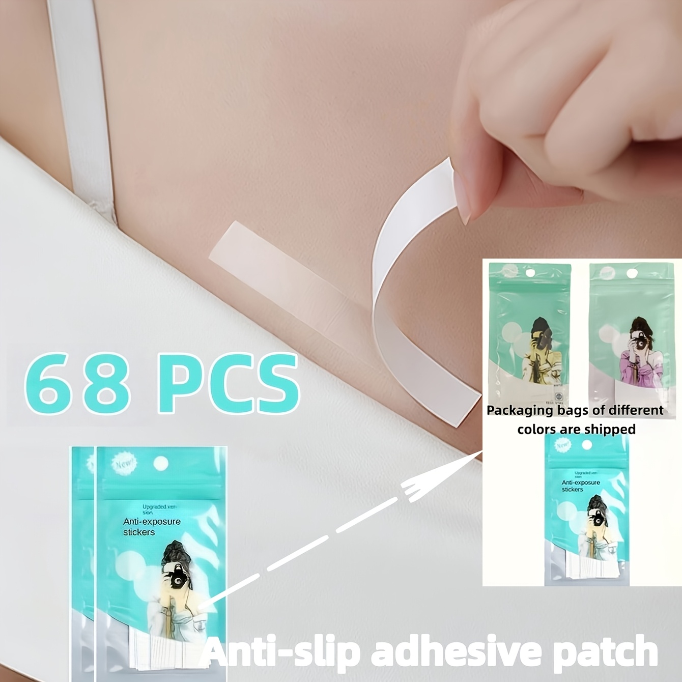 68pcs Transparent Lightweight Safe Double-sided Tapes - Gentle Body Tapes For Women, Headscarf Fixing Tapes, Used For Lingerie, Bras, Clothing Adjustment And Fashion, Lingerie Additions, Design