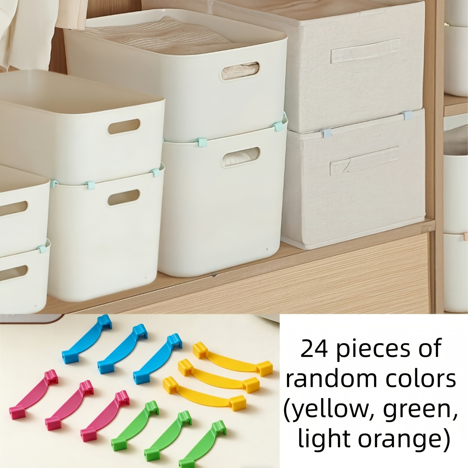 E-shop 24-teiliges Schrank-Organizer-Set, stapelbare Aufbewahrungsboxen mit Stützstangen & Kleiderfaltclips, Magic Hanger Haken für Hemden & Hosen,