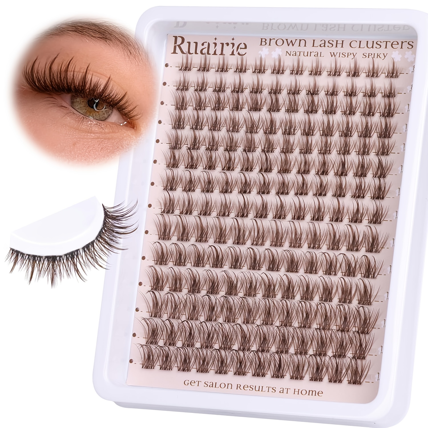 Image of Brown Cluster Lashes, Natural Lash Clusters, Eyelash Extension Strip 8-16mm D , Cluster Lashes With Clear Extension Band, Individual Cluster Lashes, Diy Brown Lashes, 168pcs
