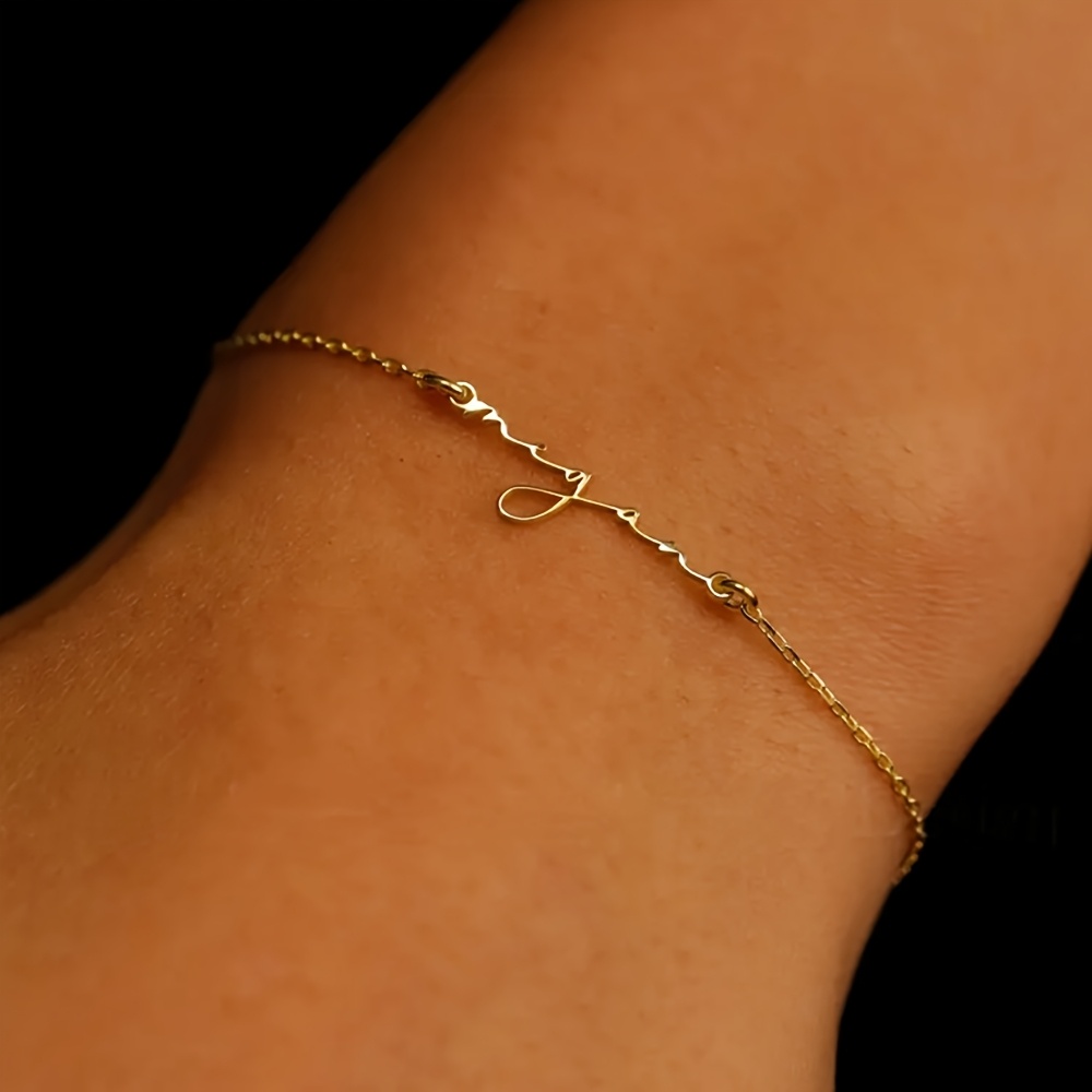 E-shop Individuelles minimalistisches Namensarmband, personalisiertes, exquisites, süßes Namensschild-Armband, Edelstahl, Kleinbuchstaben-Armband,