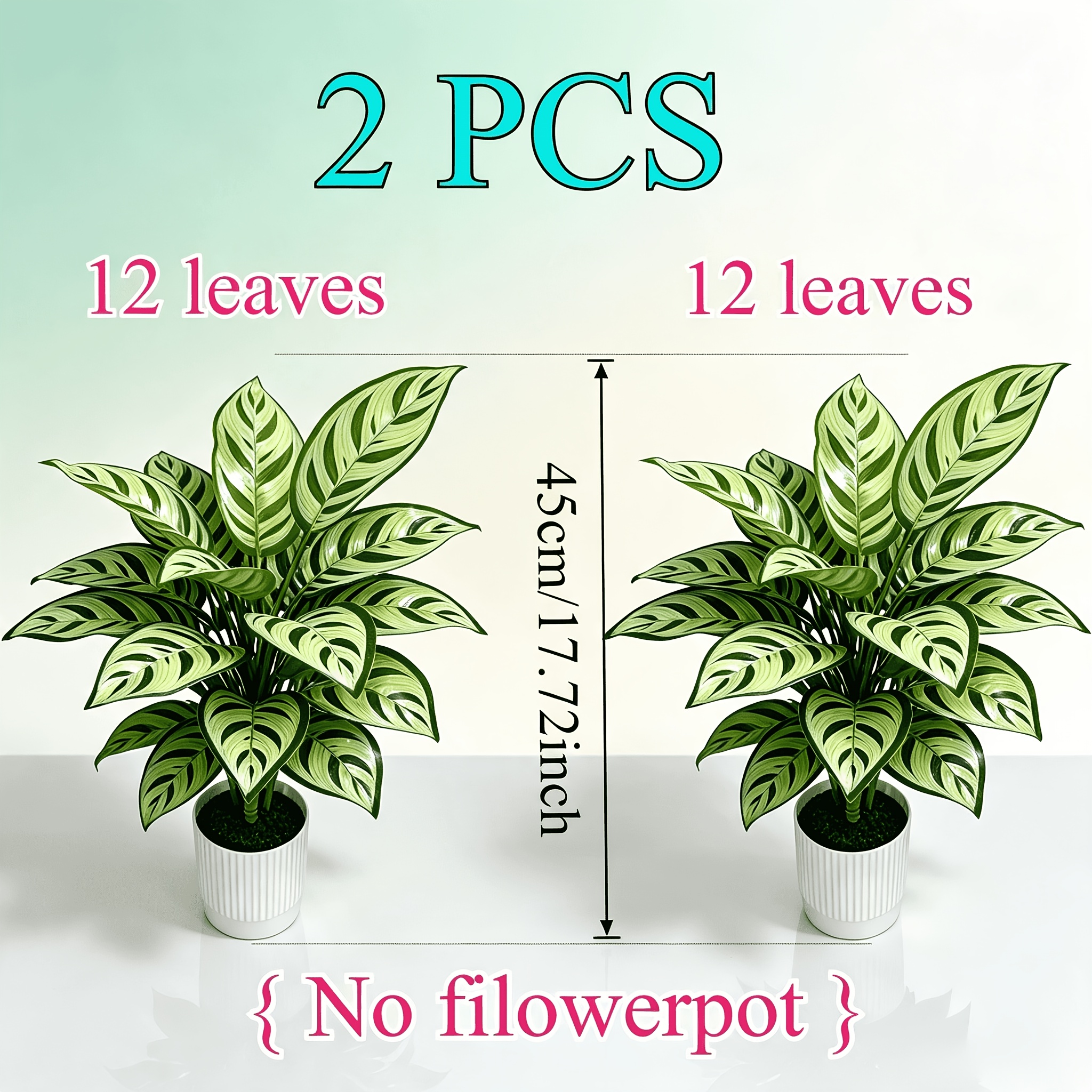 Image of 2pcs Artificial Plant Set - Flying Feather Bamboo Realistic Green Plant Decor, Suitable For Outdoors - -leaf Decorative Tree, Indoor/outdoor Potted Plant, Nordic Style Fake Tree For Weddings, Hotels