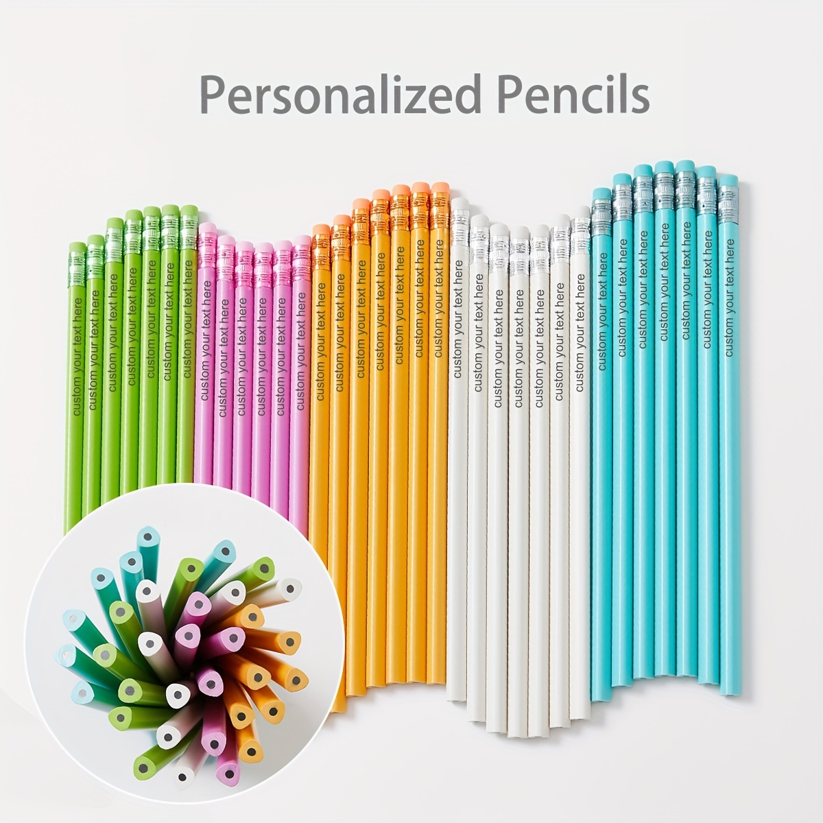 

Personalized Macaron Color Pencils Hb With Custom Laser Engraving, Resin Material, 2mm Lead, Pack Of 45 For Adults And Teens