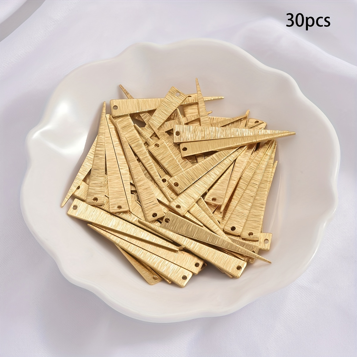 10pcs/30pcs Primitive Brass Making Ornaments Accessories Geometric Single Hole Solid Brushed Triangular Necklace Earrings Pendant