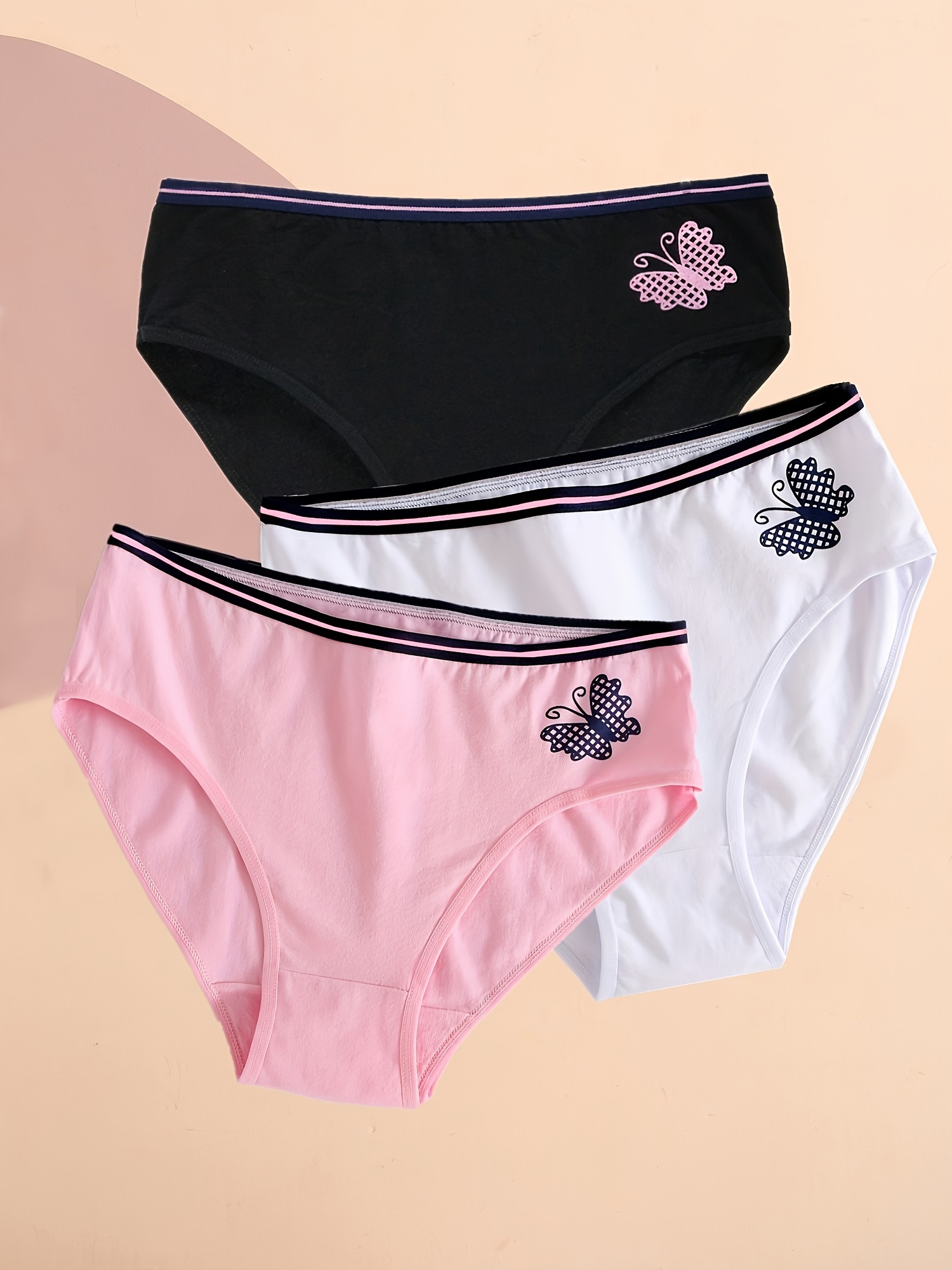 Plus Size Sporty Underwear Set Women's Plus Butterfly Print - Temu