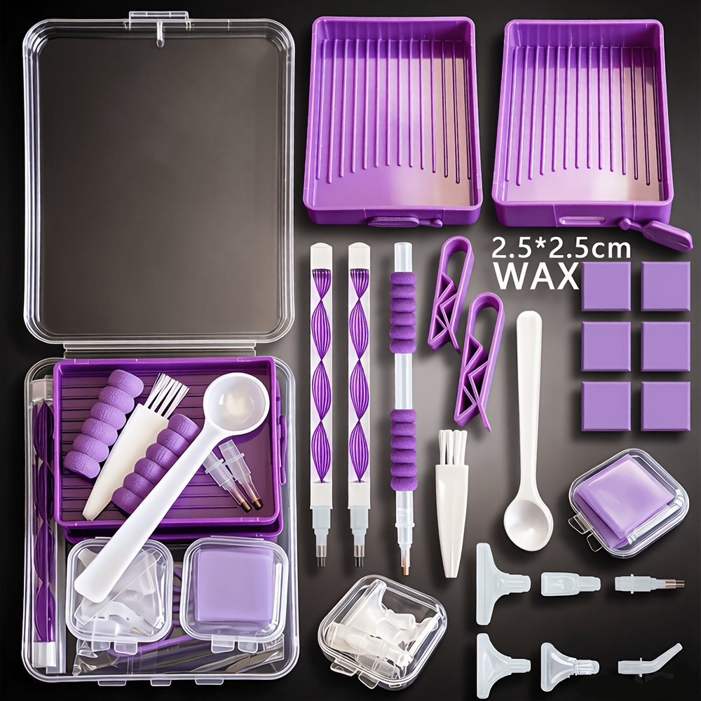 TEMU Diamond Painting Tool Kit With Sorting Tray, Wax Pad, Pen & Additions For Adult Craft Enthusiasts - Portable Storage Box For 5d Projects