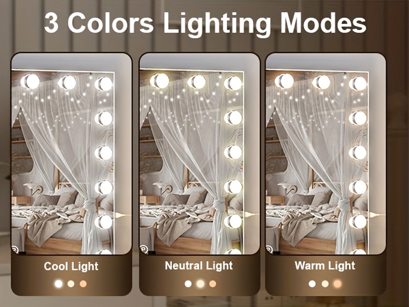 holiday gift     23 6x20 5in 17 dimmable led lights lighted makeup   3 colour lighting   dresser   dual base design usb table   wall   white   mothers day local warehouse Product details 2