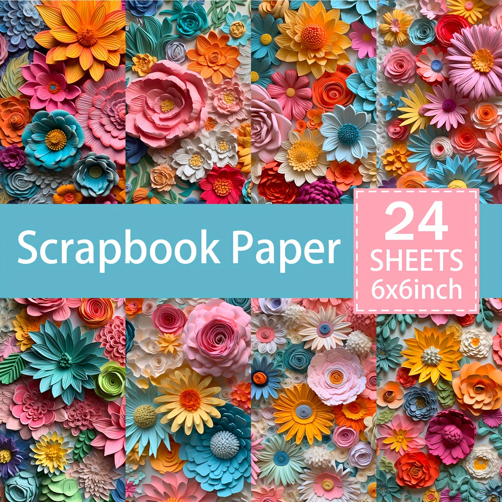 

24pcs 6 Inches Vivid Flower Pattern Background Decoration Diy Retro Journal Junk Journal Greeting Card Planner Scrapbook Background Card Pad