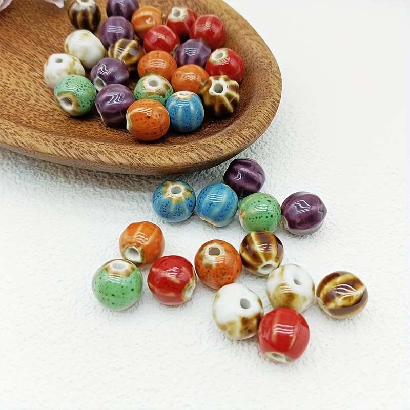 

20pcs 10mm Colorful Ceramics Beads For Diy Jewelry Making Accessories