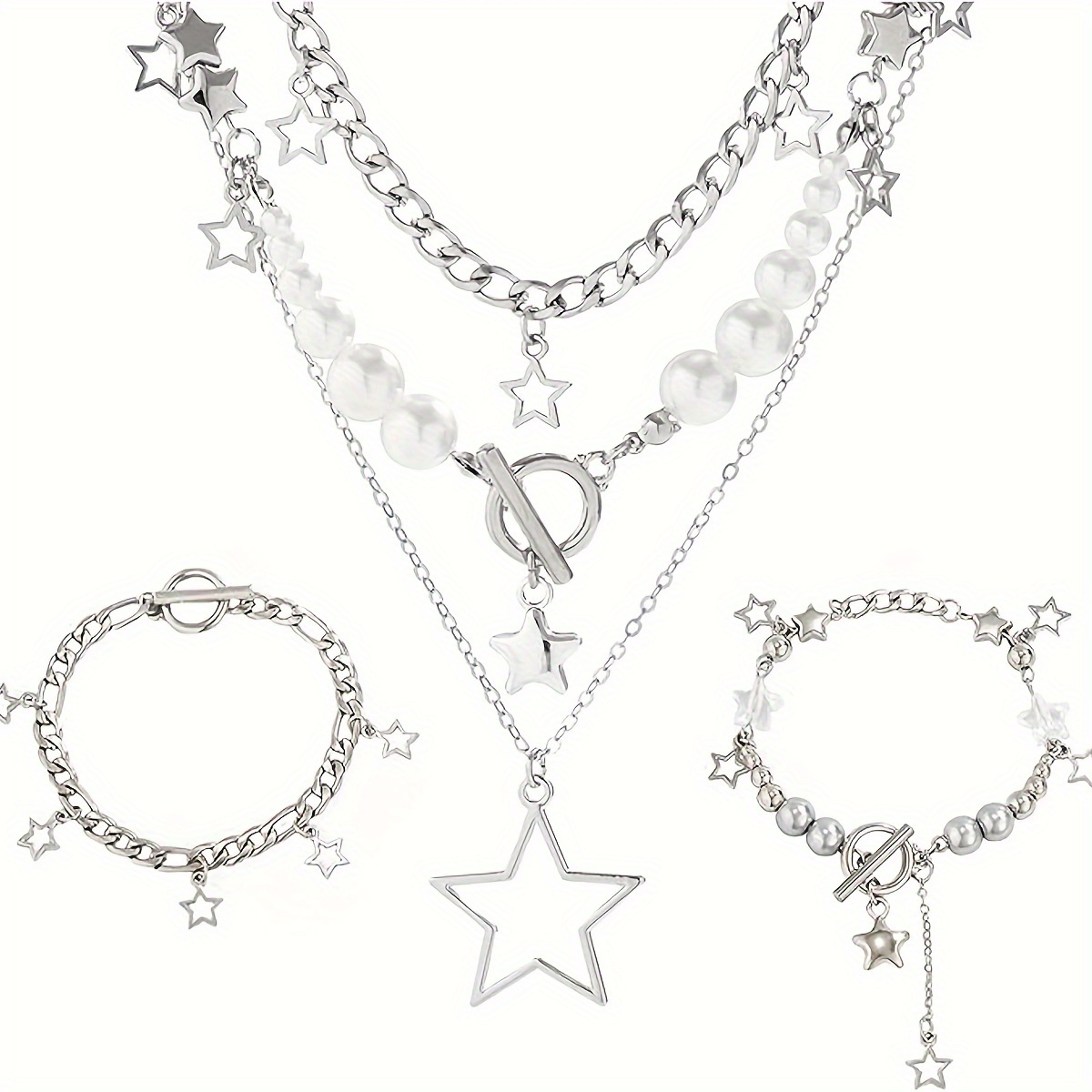 

4 Multilayer Star Necklace Y2k Jewelry Set Necklace Kawaii Cute Necklace Aesthetic Vintage Jewelry Set