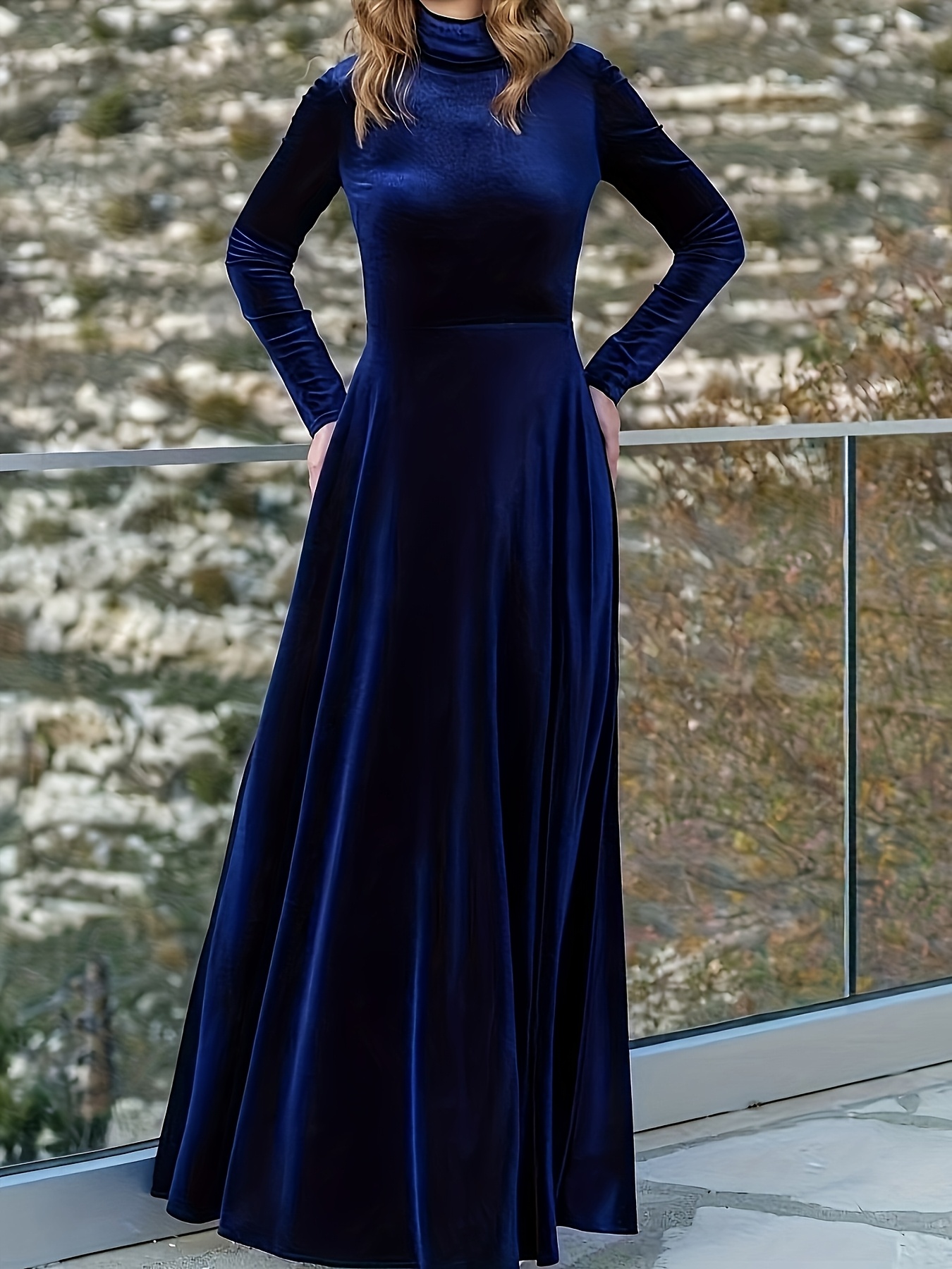 navy blue dress for baby girl Knit Solid Bodycon Long Sleeve Textured Dress, Navy / XL