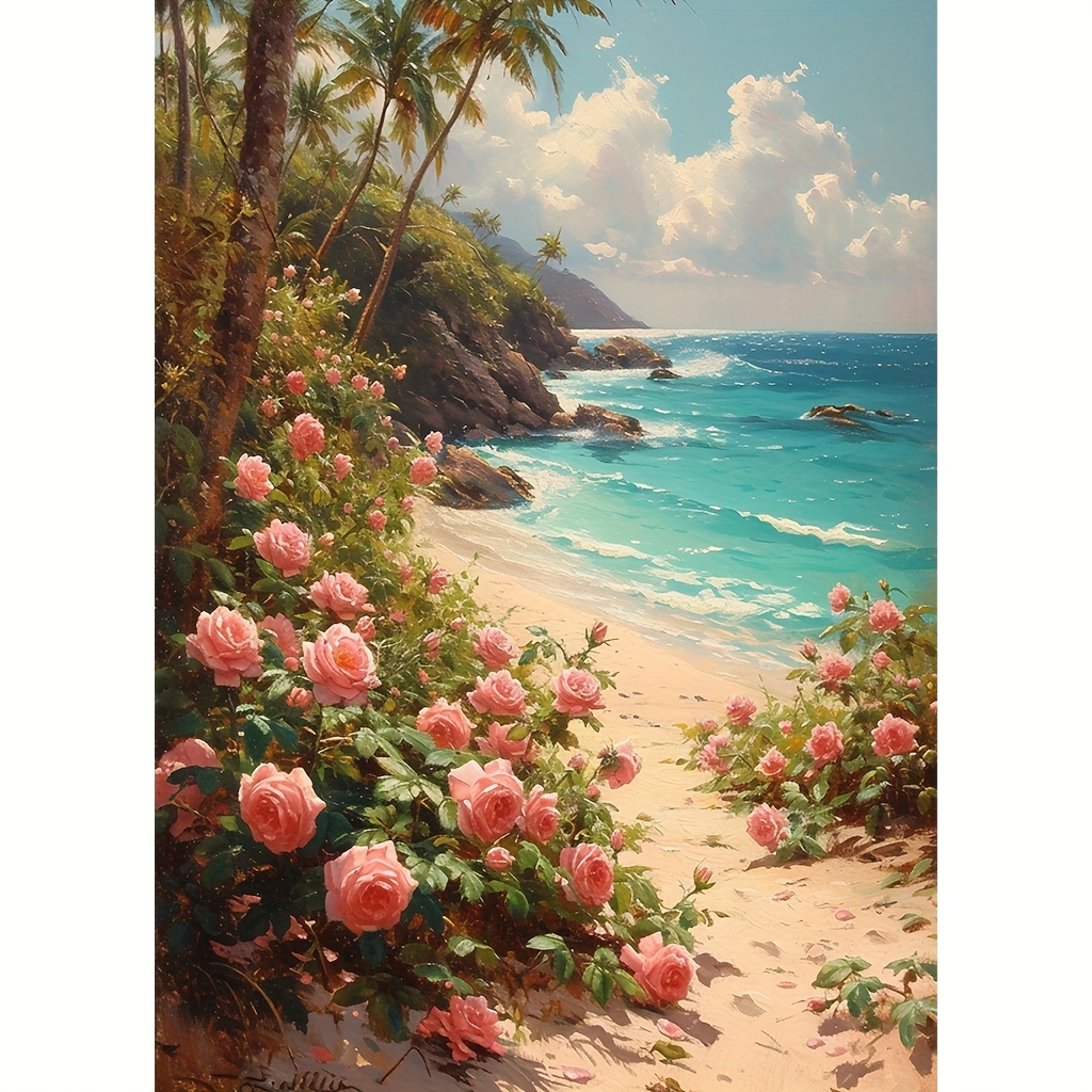 

1pc 30x40cm/ 11.8x15.7inches Without Frame Diy Large Size 5d Diamond Art Painting Seaside Scenery, Full Rhinestone Painting, Diamond Art Embroidery Kits, Handmade Home Room Office Wall Decor