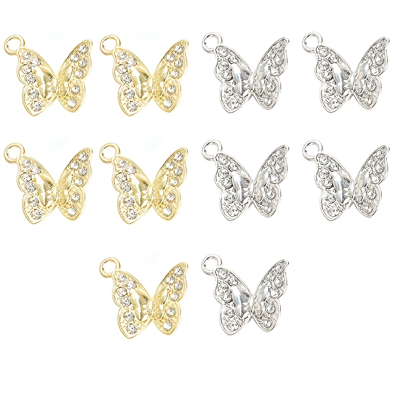 10pcs New Rhinestones Inlaid Charms Fit Diy Necklace Bracelet Earrings Hair Accessories Gift For Women Temperament Jewelry Making Accessories