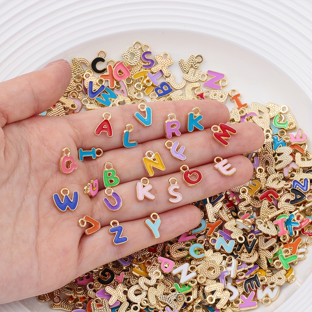 100pcs Colorful Enamel A Z Alphabet Charms Metal Letter Charms Alphabet Charms For Jewelry Making Bulk With Box