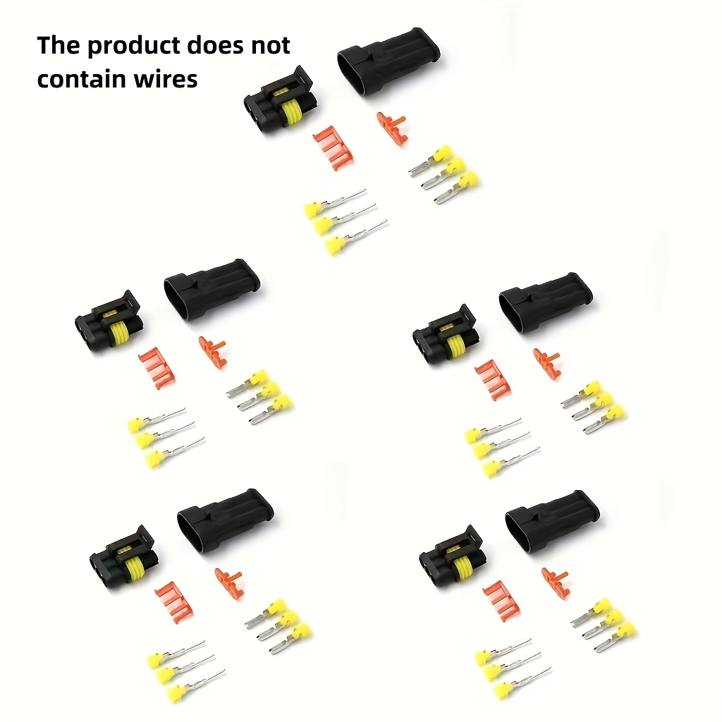 TEMU 10pcs/5pairs 3 Pin Connector | Quick Connect Terminal, Male And Female Way, 20awg Wire, Suitable For Car, Truck, Boat, And Other Wire Connections, Without Battery