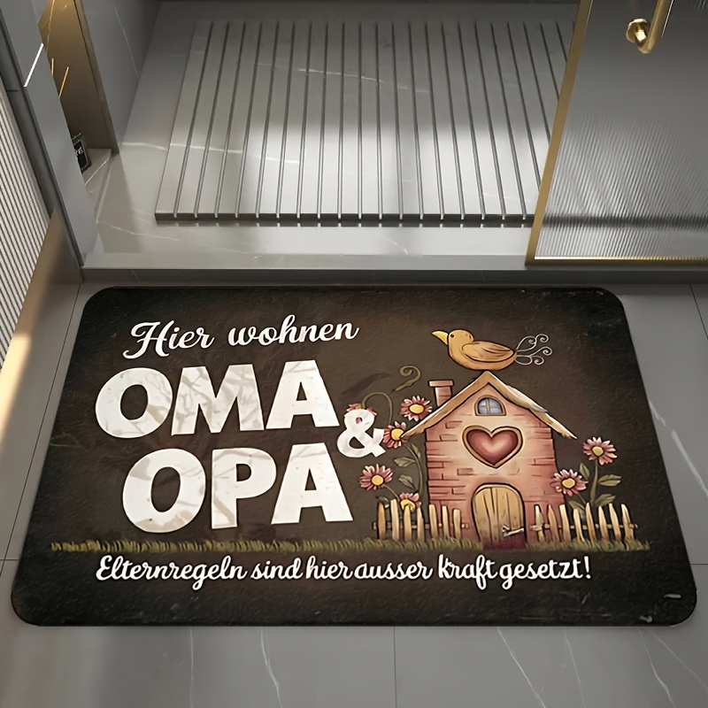 Image of 1pc Large "here Live Grandpa & Grandma" Non-slip Suitable For Outdoor Entrance, Kitchen, Living Room - Large /// Machine-washable Indoor/outdoor Door Mat With German Text & -