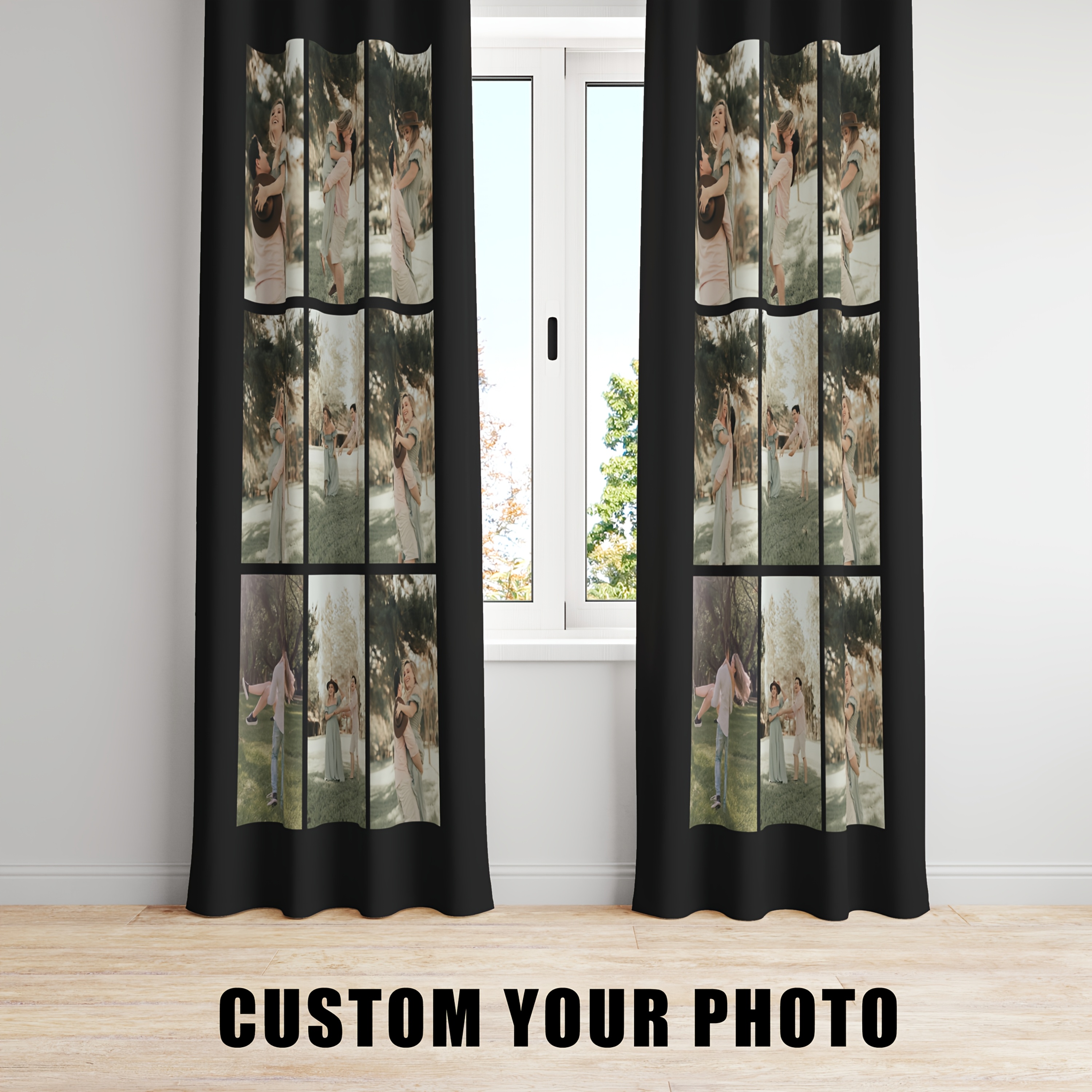 TEMU 1pc Custom Photo Blackout Curtain, Personalized Polyester Knit Fabric, Machine Washable, Rod Pocket Hanging, Contemporary Style, Character Theme