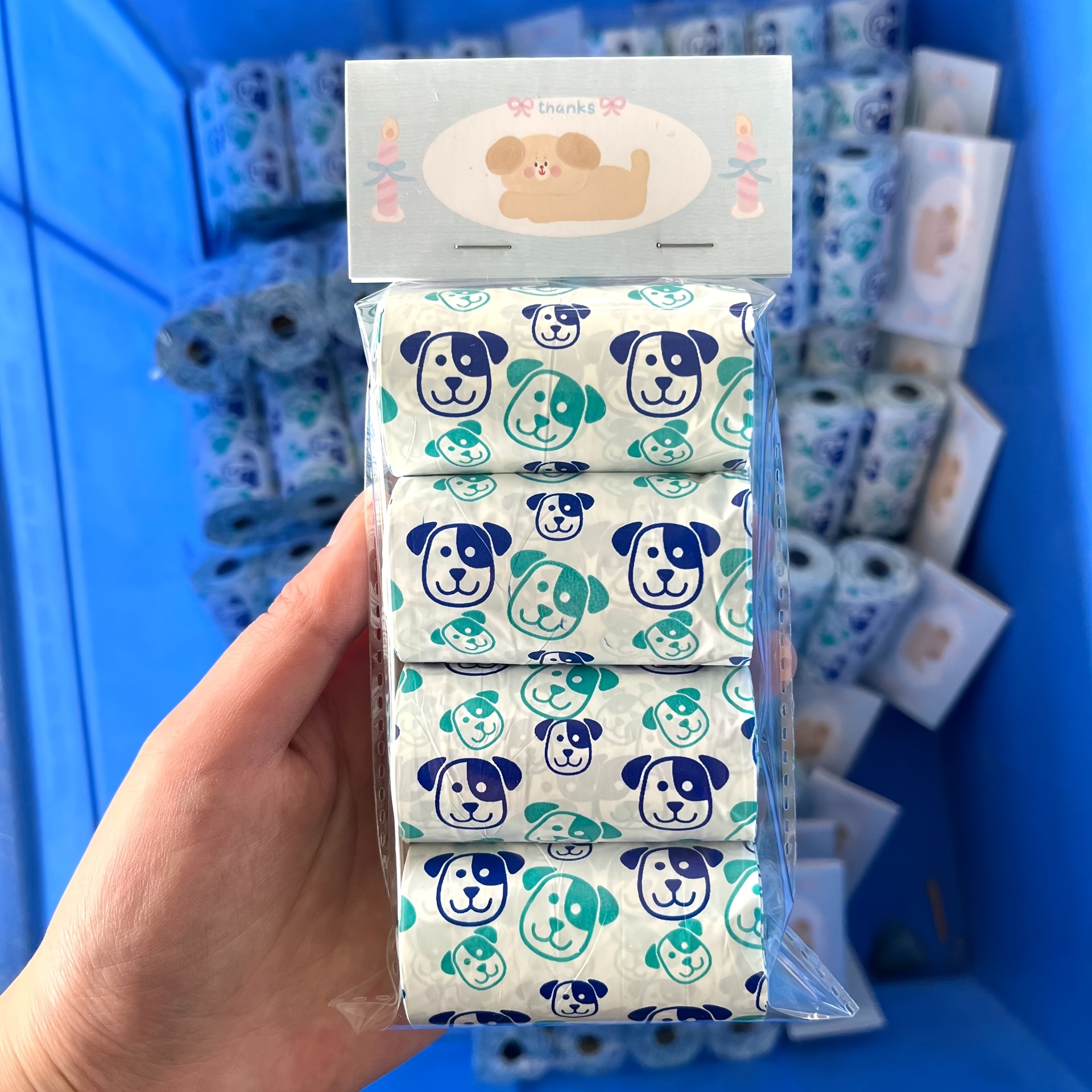 item picture 4 rolls of 60pcs of thickened dog   bags random style thickened and cute dog   bags feces pickup bags   scents   from   colors cute combinations suitable for cleaning all kinds of pet feces convenient pet cleaning