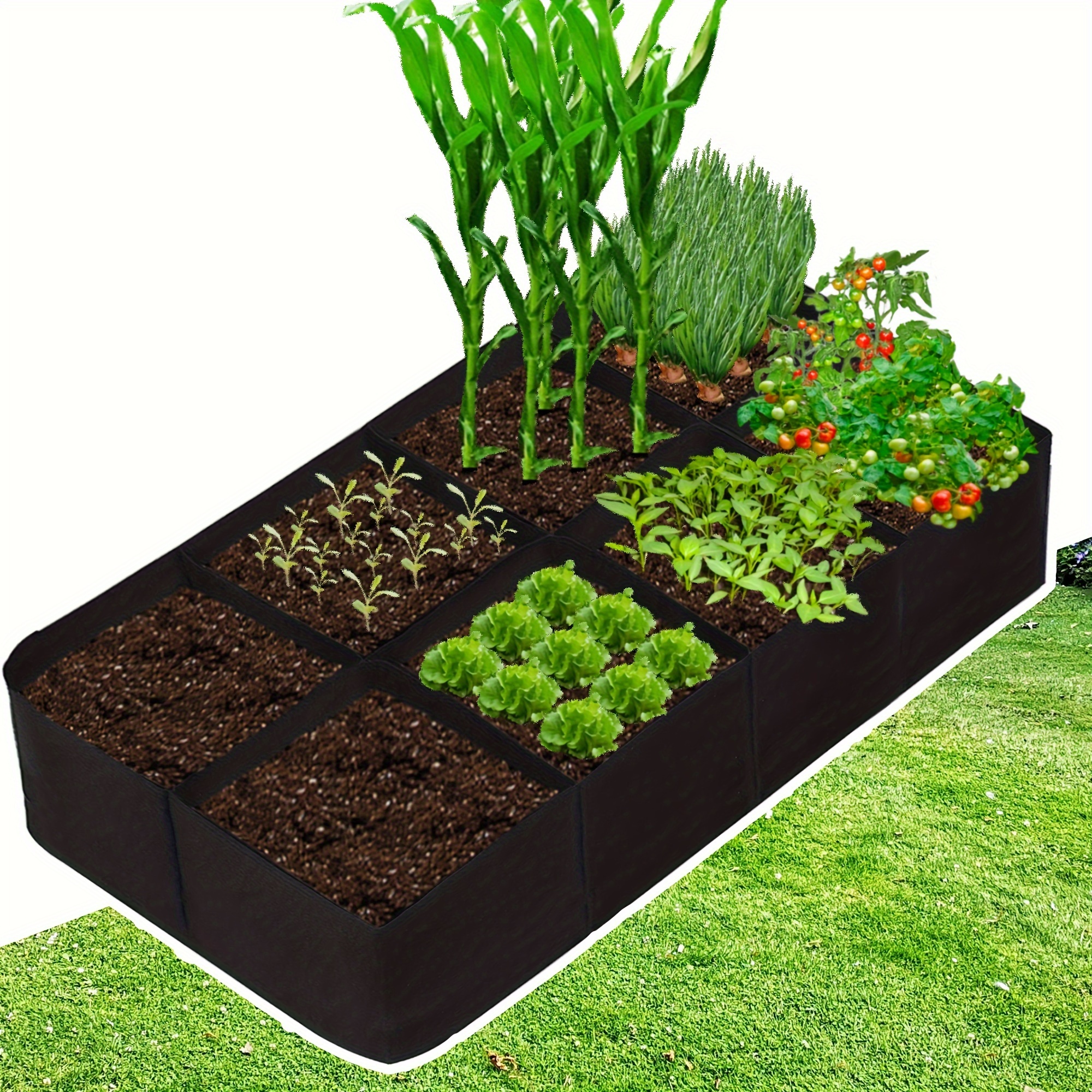 

1-piece Garden Bed, 128 Gallon 8 Grids Plant Planting , 6x3x1 Foot Planting Bed, Suitable For Planting Plants, Flowers, And Vegetables, Rectangular Planting Container For Outdoor And Indoor Gardening