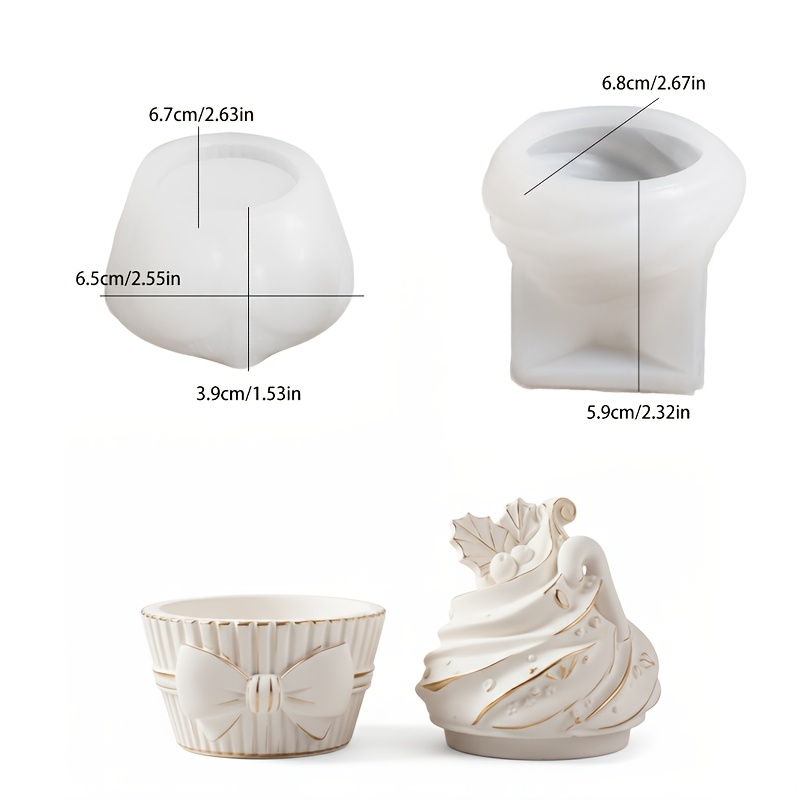 Image of 2pcs Resin Silicone Mold, Paper Cupcake Storage Box, Candle Stand, Birthday Mold, Home Desk Ambiance Decor, Holiday Housewarming Birthday Gifts, Handmade Crafts Silicone Mold