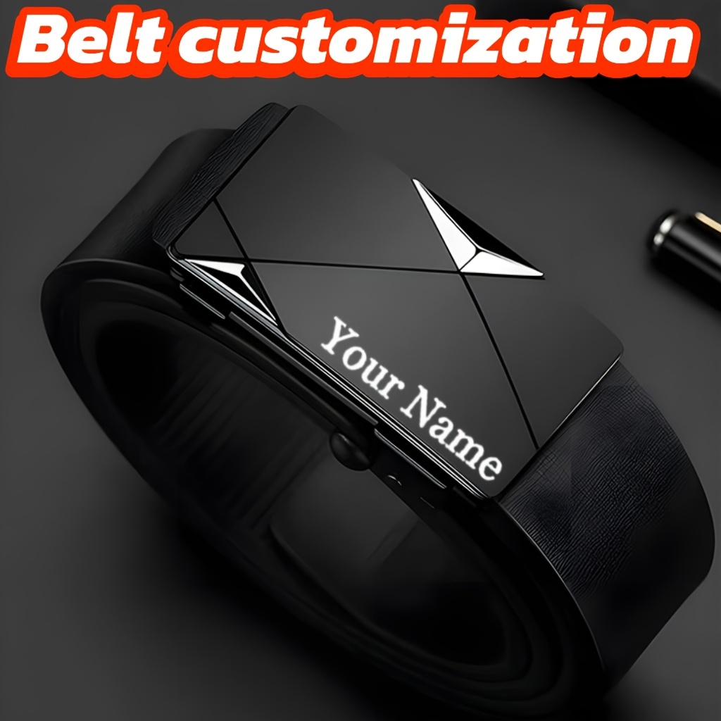 

Custom Laser Engraved Belt - Personalized Text, Elegant Black Leather With Alloy , Ideal For Valentine's Day, Father's Day, Christmas, Birthday Gifts, ,