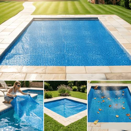 1pc Blue Rectangular Solar Pool Mat, Foam Heat Insulation Cover, Multi-use Protective Blanket for Above Inground Pool, Outdoor Camping & Daily Use