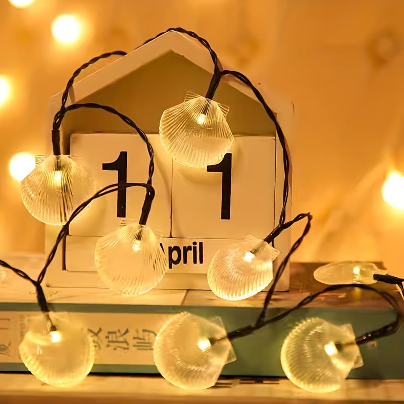 TEMU New Led Solar String Lights Shell Outdoor Waterproof Courtyard Layout Decorative Lights, Patio Lights, Outdoor Lighting, Ambient Lighting, Solar