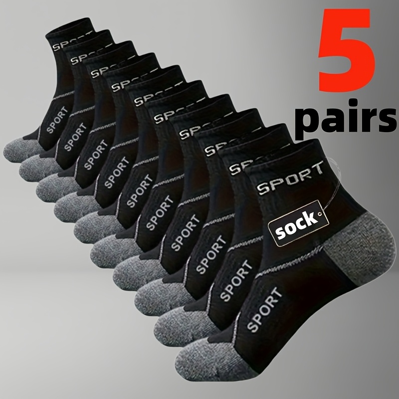 TEMU 5 Pairs Multicolor Athletic Men's Socks, Women's Socks, Mid-calf Socks, Athletic Socks, Casual Socks, Breathable Socks, Sweat-absorbent Socks,