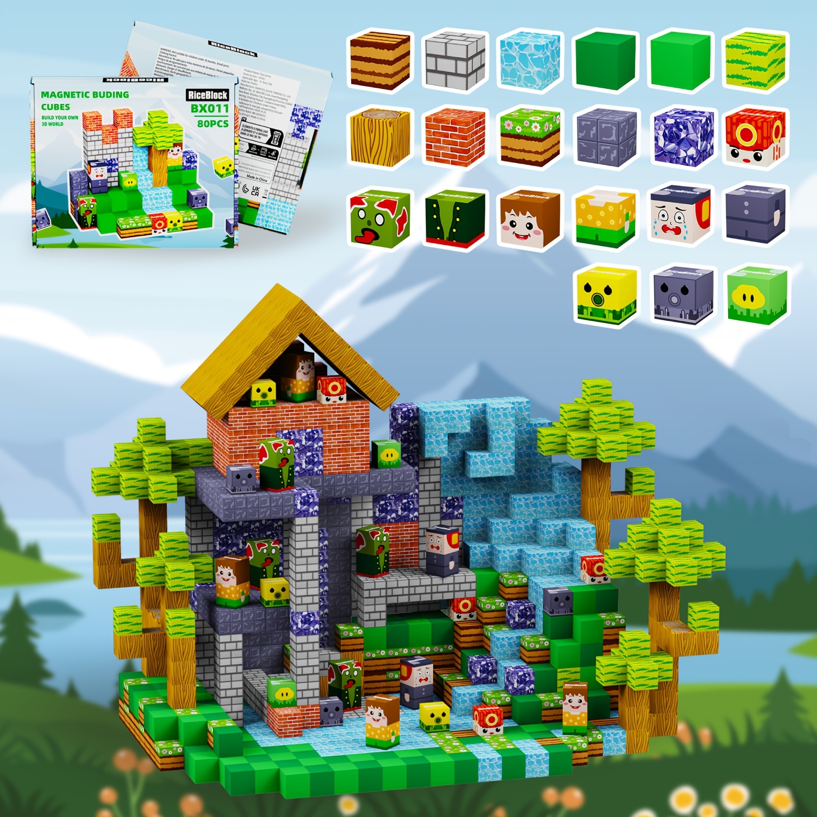 Magnetic Building Blocks - Build Fun Sets, Magnetic Building Blocks for Children STEM Sensory Outdoor Toys, Suitable for Children Aged 3 And Above, 4-6, 6-8, 5-7, 80pcs