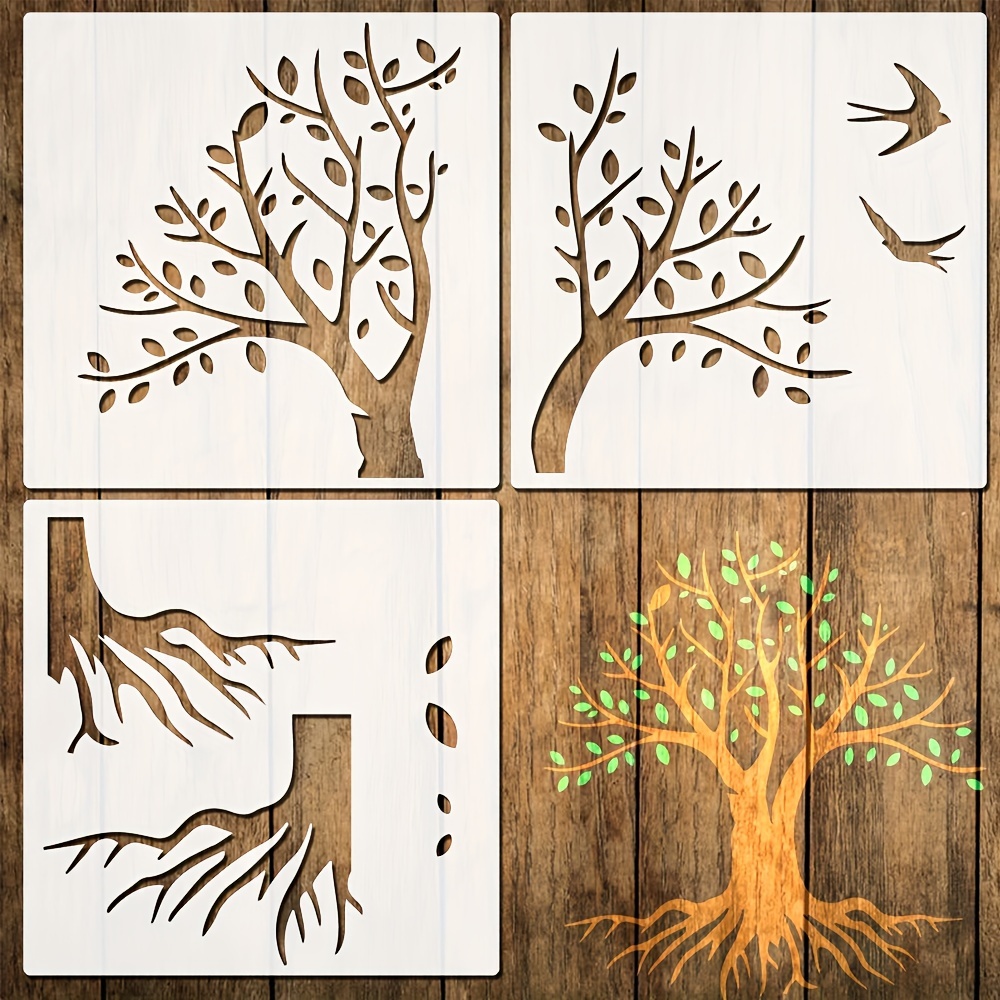 

3-piece Large Tree Stencil Set For & Garden Decor, Reusable , , And Rubbing Plates For Art Projects, Crafting & Painting