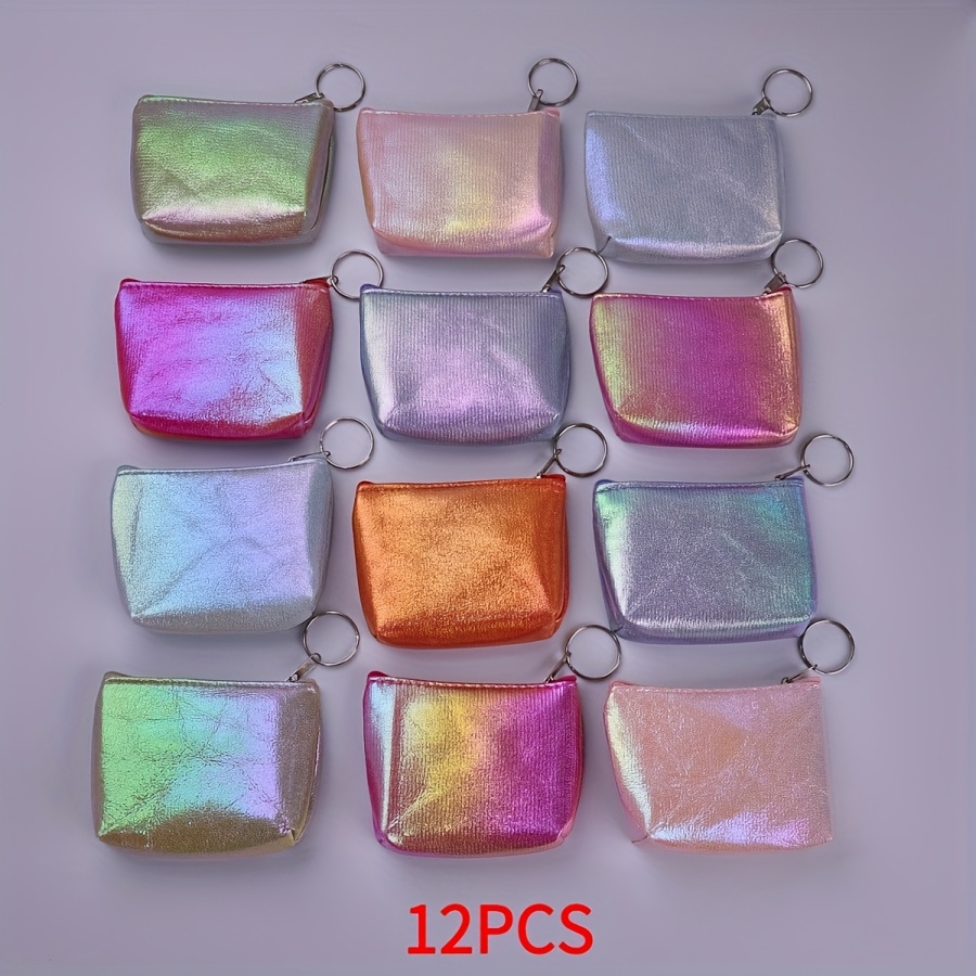 TEMU Women' Purse, 12pcs Autumn/winter Colorful With Key Ring - Colorful Small Object Storage Bag With Zipper, Stylish Everyday Essentials Portable