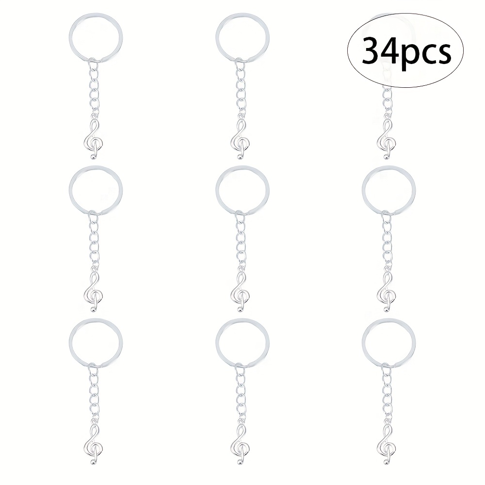 TEMU Diy Keychain 34pcs Musical Note Keychains Musical Symbol Metal Key Rings Alloy Music Pendants Sign Keychain With Iron Split Key Rings For