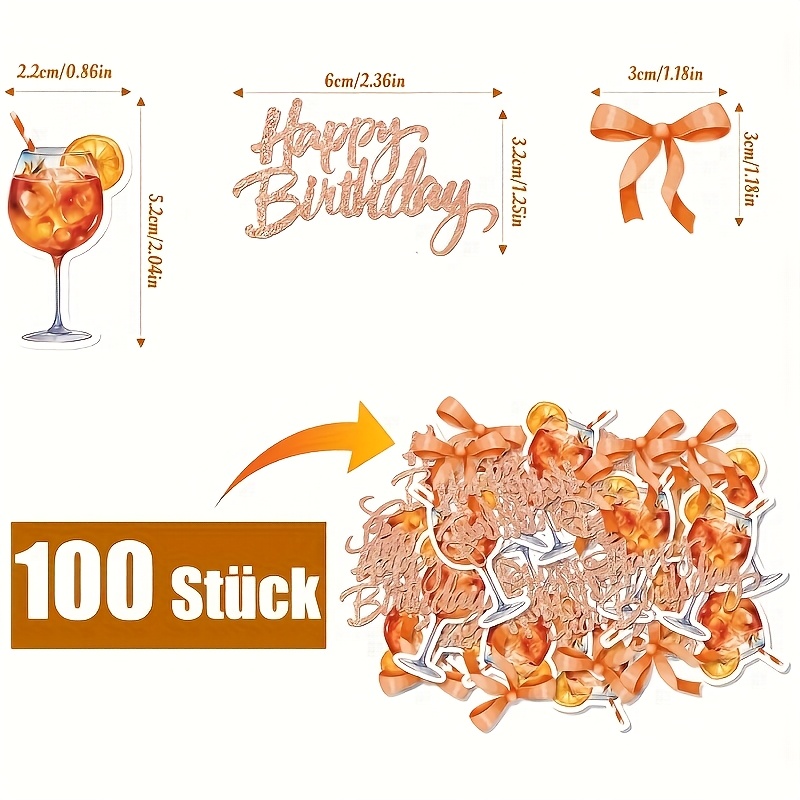 Image of 100pcs Of Orange Birthday Party Confetti, Table Decorations For Birthday Parties, Orange Cocktail Theme Party Confetti, Suitable For Birthday Party Decorations And Gift Embellishments