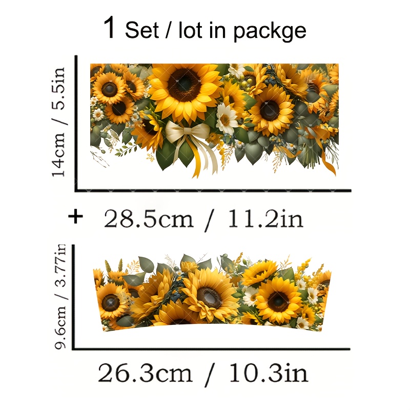TEMU 2pcs Floral Self-adhesive Uv Dtf Transfer Sheets, No Heat Press Needed, For Tumblers, Mason Jars, Party Favors - Suitable For 40oz Glass Jars -