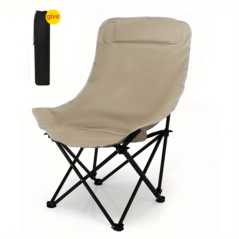 Image of Folding Camping Chair, Folding Chair Portable, Oxford Cloth, Steel Structure, Outdoor Arm Chair With Cooler Bag For Beach Sports Outdoor Activities, Folding Chair Portable, Black