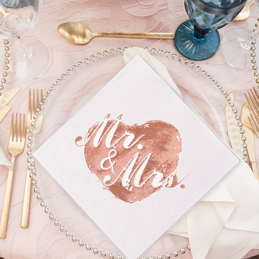 Image of Cocktail Napkins Measuring 5x5 Inches - A Pack Of 100 - Featuring 3 Layers - Perfect For Weddings Or In Rose Golden
