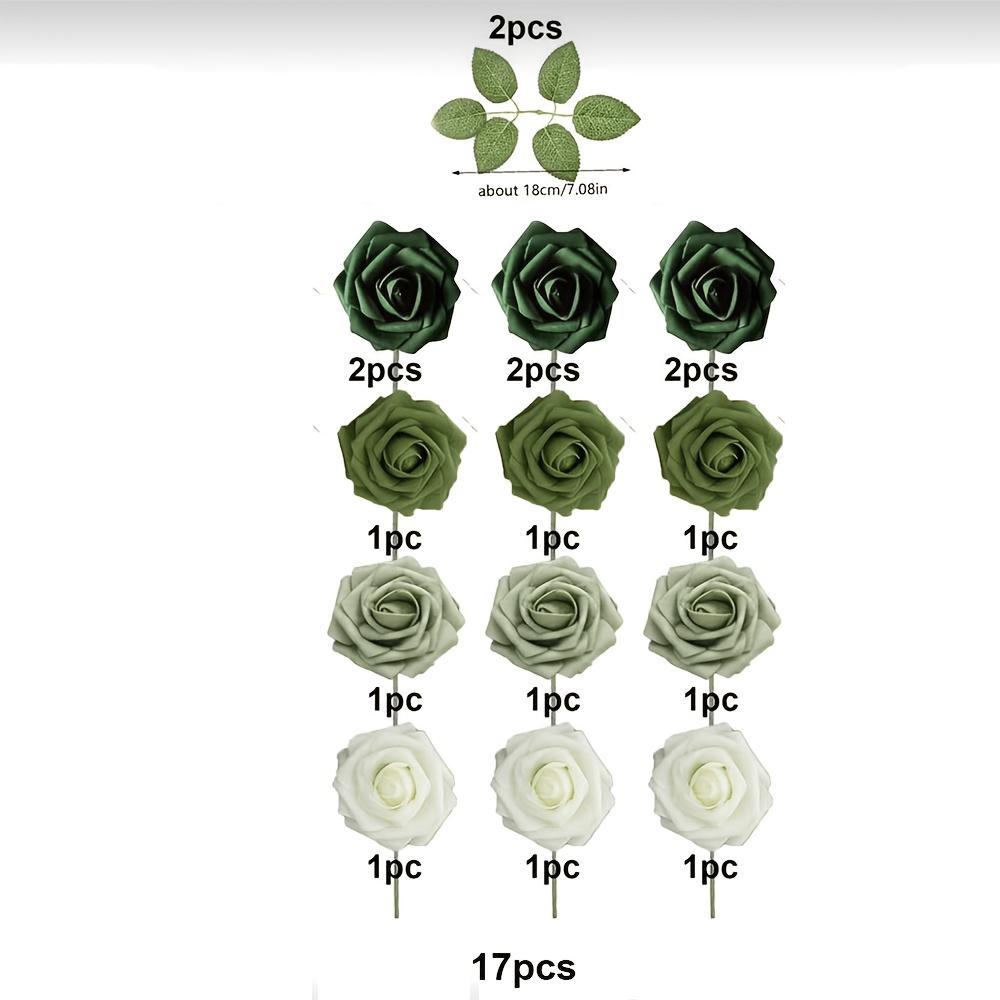 7/12/17/22/27pcs Artificial Flowers, Lifelike Foam Roses With Stems, Suitable For Wedding Bouquets, Bridal Shower Centerpieces, Floral Arrangements, Party Table Decor, Home Decor (opp Bag Packaging, )