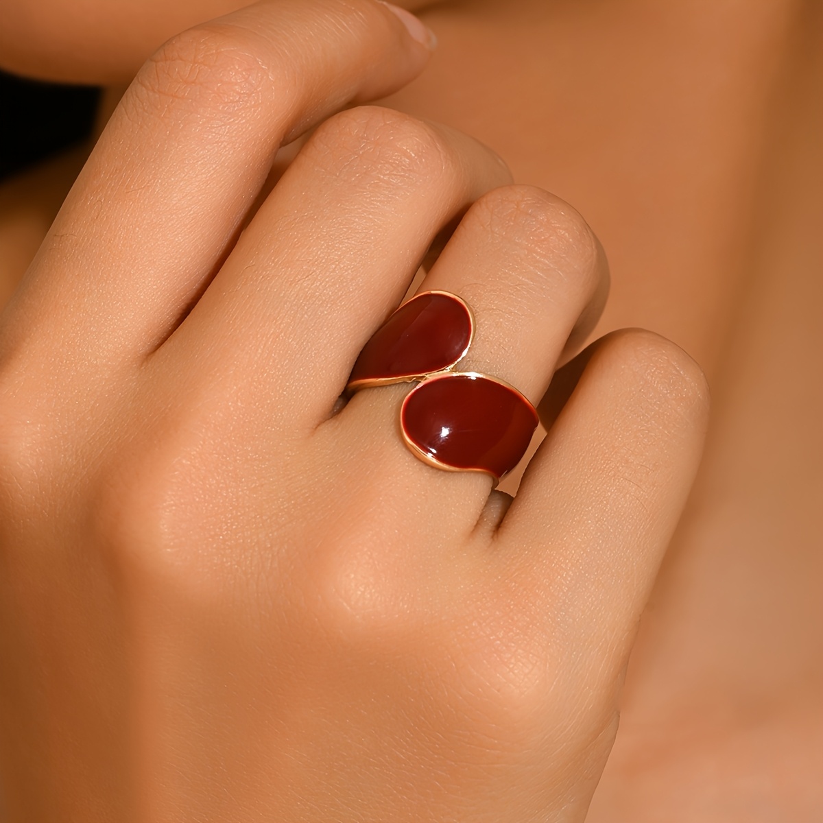 TEMU Anillo de esmalte con caída de vidrio estilo francés vintage para mujer, para uso diario casual, ir al trabajo y fiestas. [ puede ]